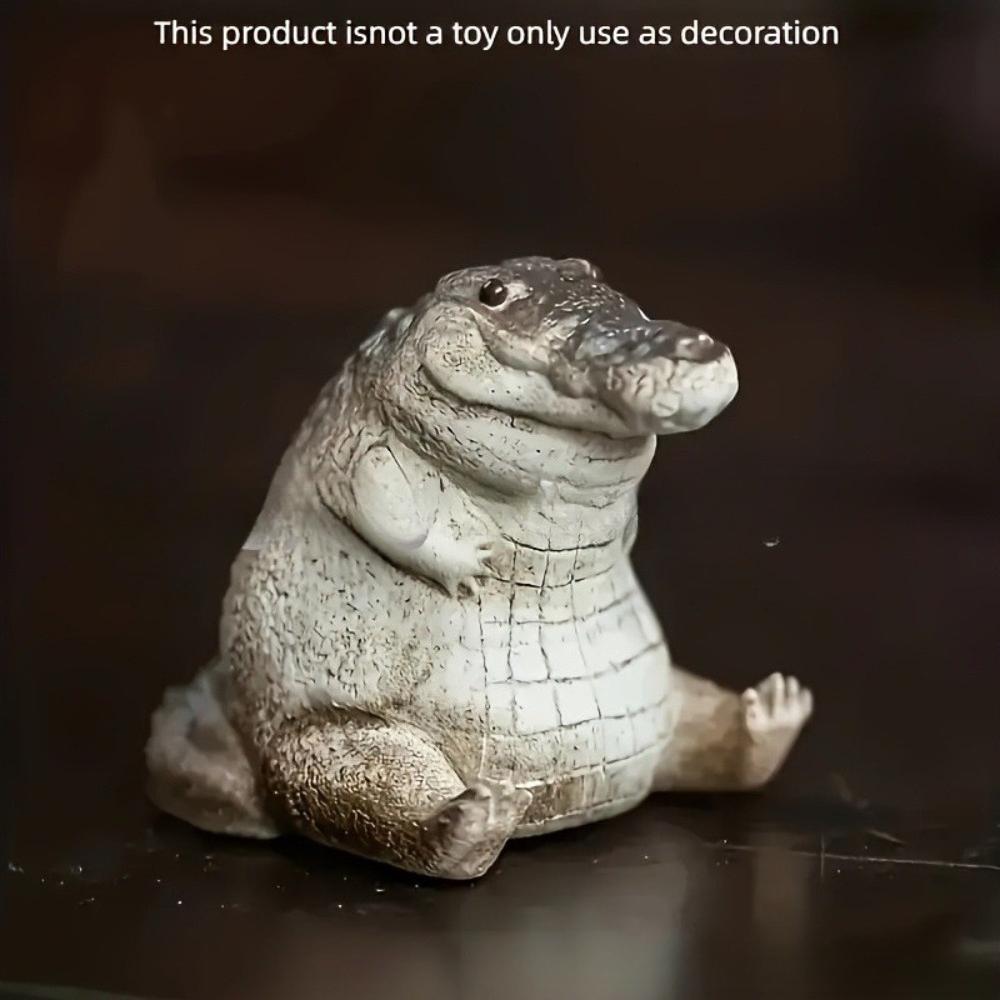 Mini Crocodile Figurine Chubby Small Animal Ornament for Home Decor Collection Desktop Display Party Decor Holiday Gift
