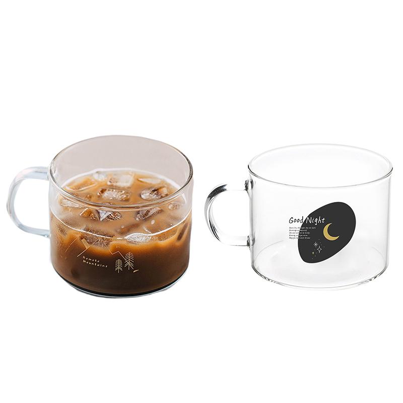 500ml Transparent Water Cup Coffee Milk Juice Beer Breakfast Oatmeal Glass Cup With Handle Dessert Tea Cup Couple Mug Drinkware