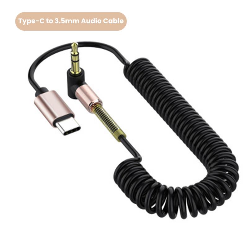 

USB C to 3.5mm Car Spring Retractable Audio Cable for iPhone 15 3.5MM To 3.5MM Jack AUX Cable Speaker Cable Elbow Adapter Type c to 3.5mm
