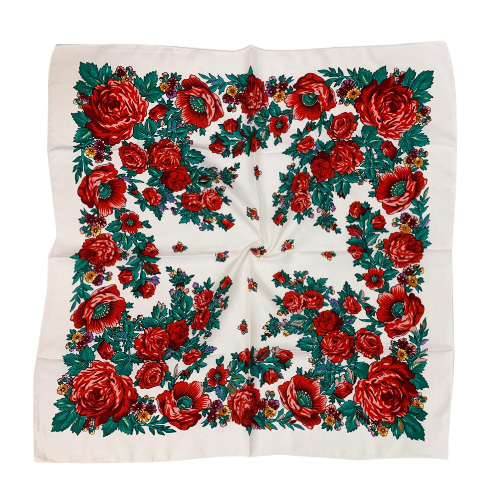 New Babushka Boho Square Bandana Women Head Wraps 70x70cm Muslim Shawl Floral Printed Russian Scarf