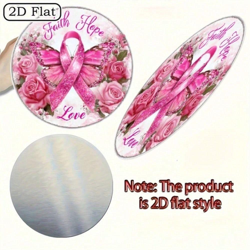 Round Vintage Metal Wall Art with Roses and Butterfly Decor for Living Room