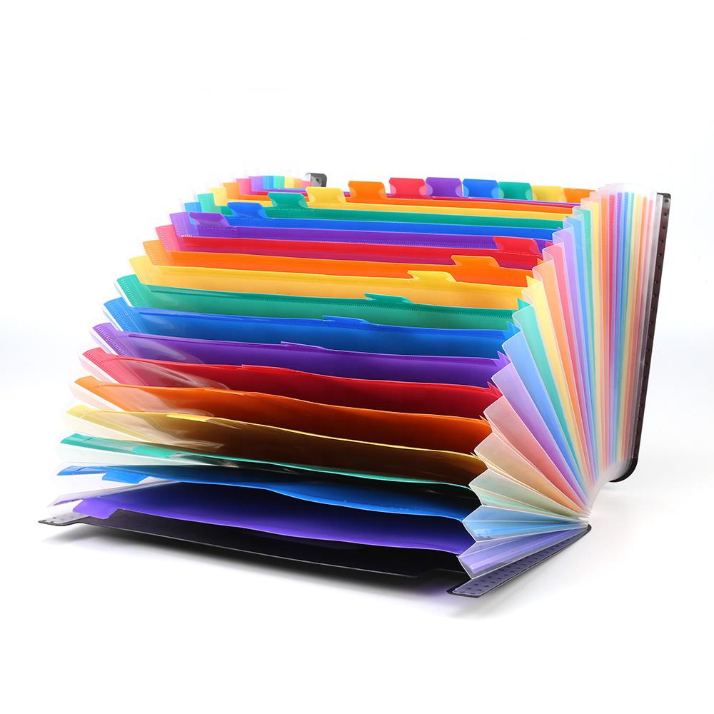 PP A4 Letter Accordion File Organizer Hot Pressing Forming Multi-color 24 Pockets Expandable File Folder