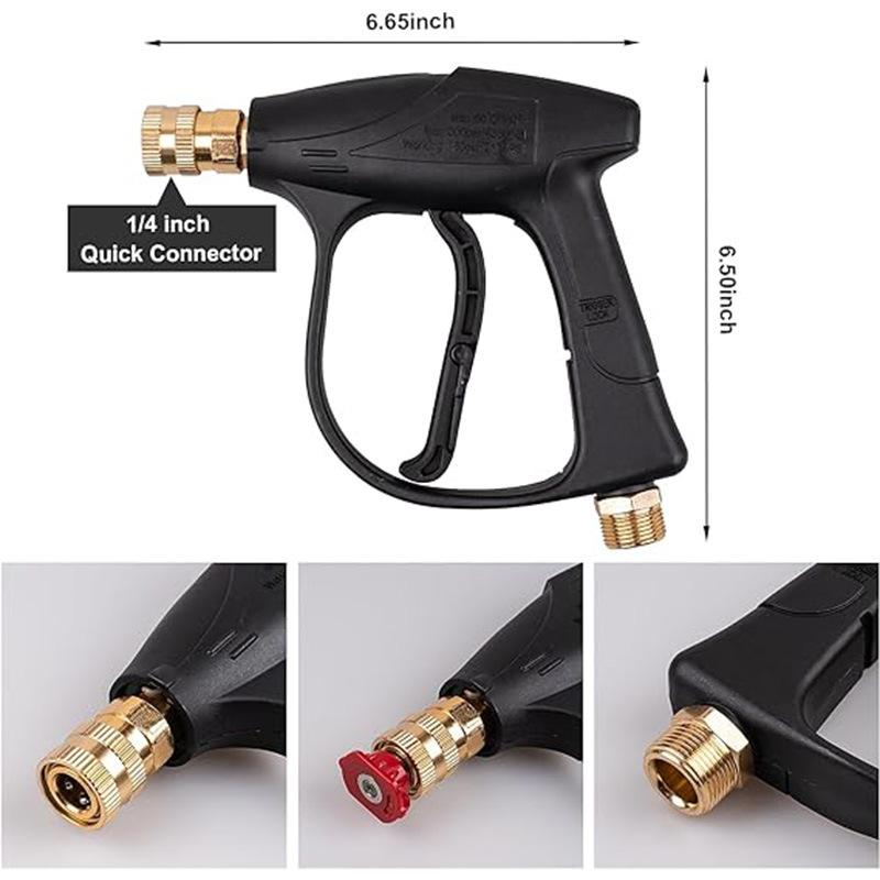 Short Handle High Pressure Cleaning Gun, Single Gun, with 5 Nozzles To Choose From, Suitable for Car Washing and Garden Cleaning