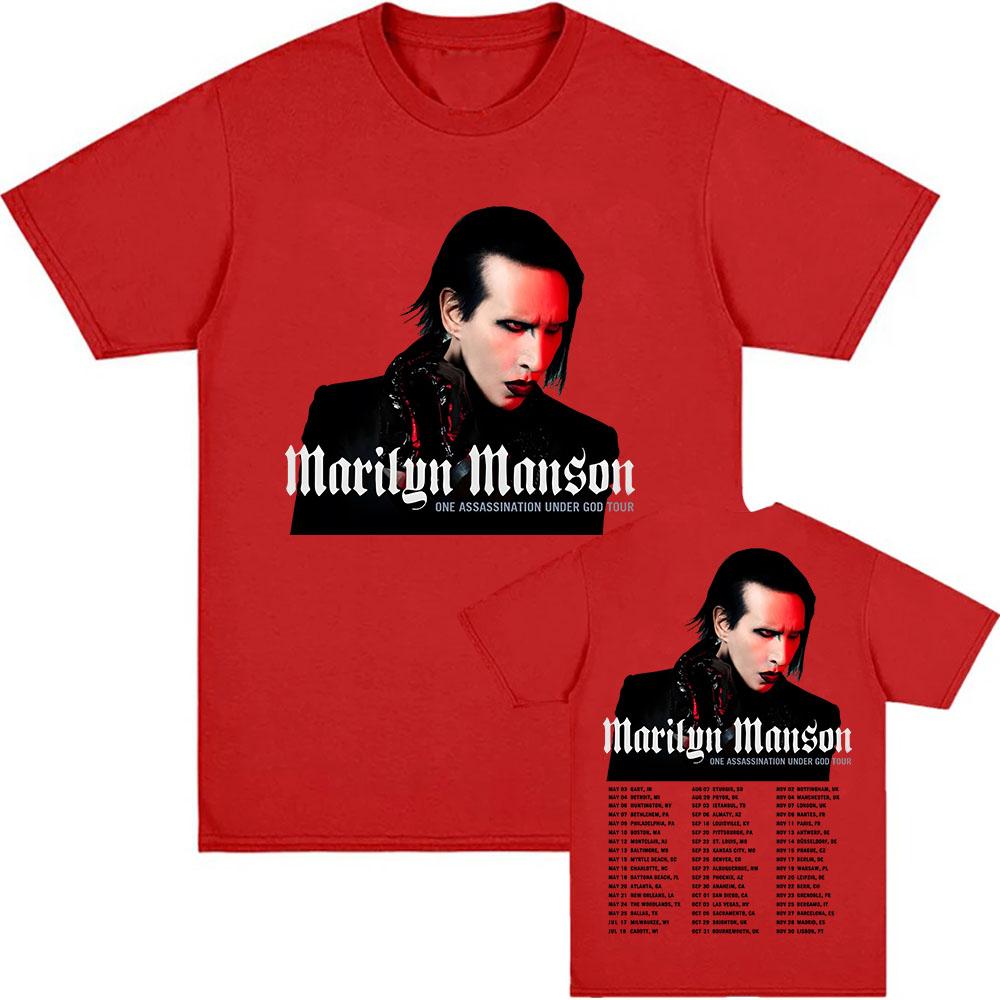 ONE ASSASSINATION UNDER GOD TOUR 2025 T-shirt Marilyn Manson Bedrukte T-shirts Katoen Zomer Mannen Unisex Streetwear Herenkleding