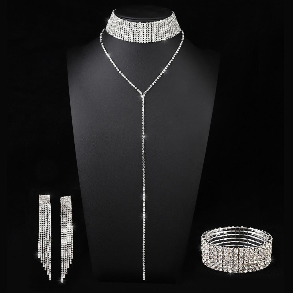 Geometric Alloy Choker Necklace With Rhinestone Embellishments For Fashion Women