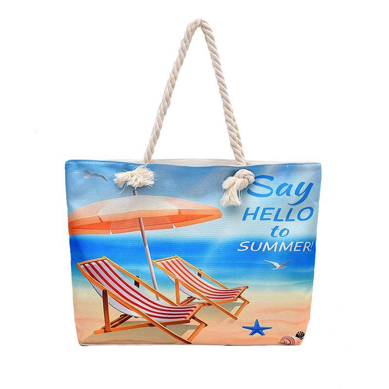 Borsa tote grande in tela da donna - Elegante borsa da spiaggia e da viaggio in lino
