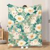 Fflannel Blanket 1pc Lovely Rabbits And Flowers Soft Comfortable and Warm This Nap Blanket/sofa Blanket Is Suitable for All Season