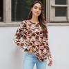 Women's Printed Lightweight Brushed-Cotton Round Neck Top