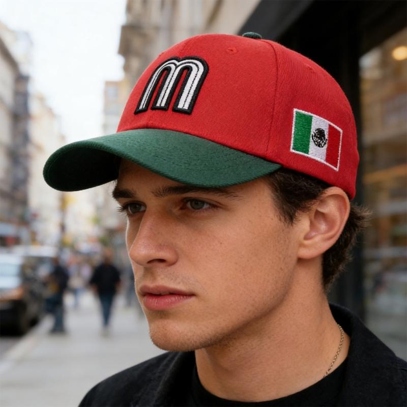Mexico M Letter Embroidered Baseball Cap Adjustable Cotton Polyester Blend Sunhat For Men Women Kids