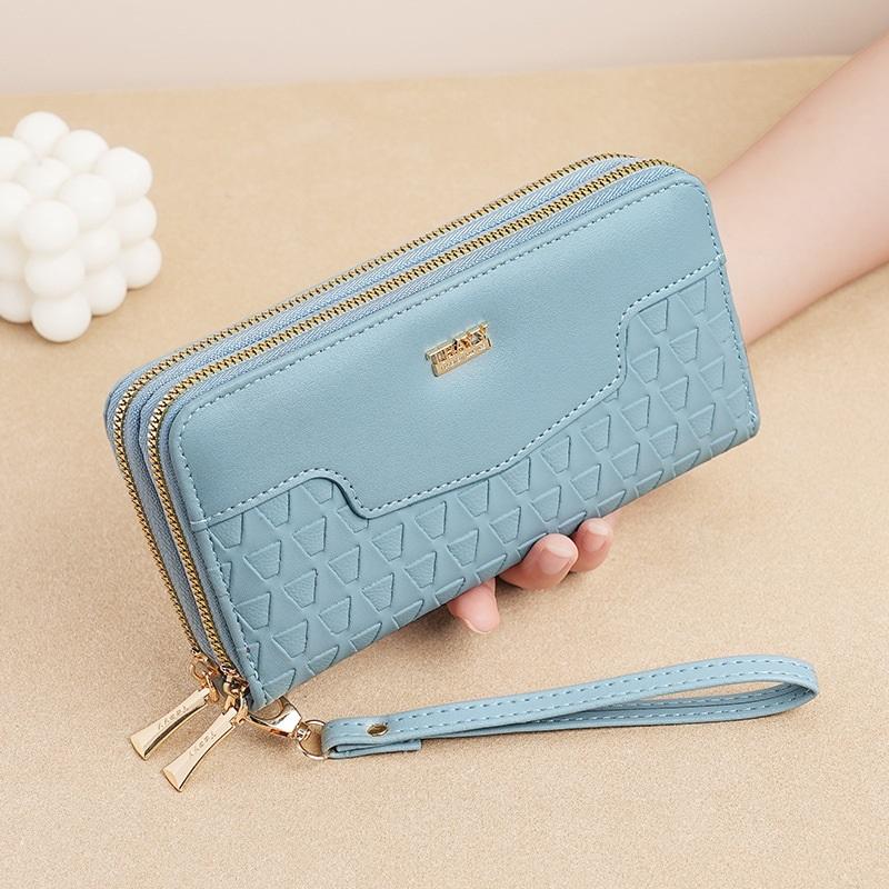 Women's Wallet Long Double Zipper Clutch Multi Function Mobile Phone Coin Purse Card Case Leather Clip High End Dinner Bag