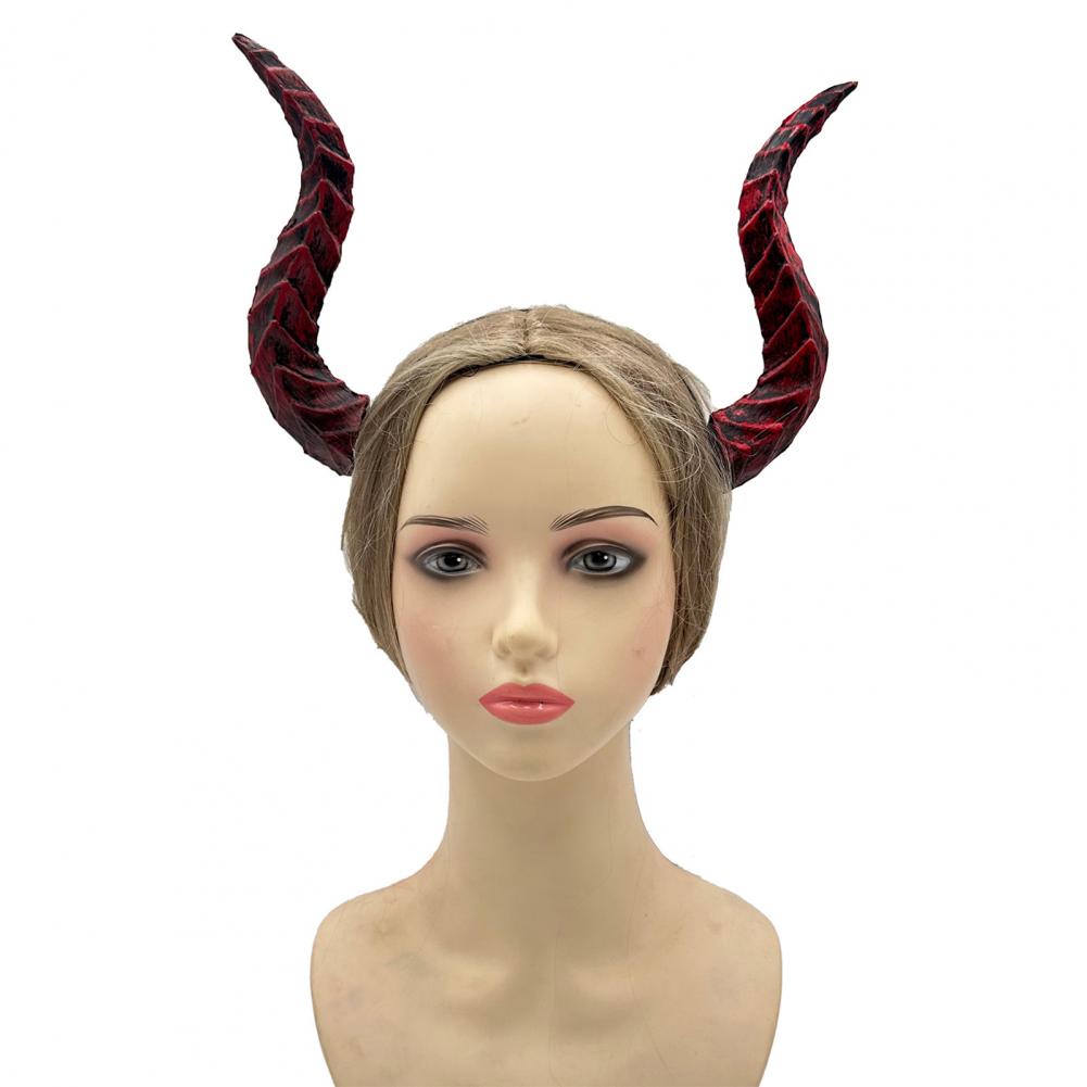 Horn Hairband Devil Horn Headband Black Cosplay Hair Hoop Set for Halloween Dress Up Imitation Bull Horns Beauty