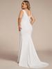 Ever-Pretty Plus Size Deep V-Neck Sleeveless High Slid Simple Wedding Dresses for Bride White