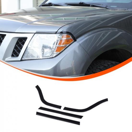 Glossy Piano Black Headlight Eyebrow Trim Sticker for Nissan Frontier 2009-2017