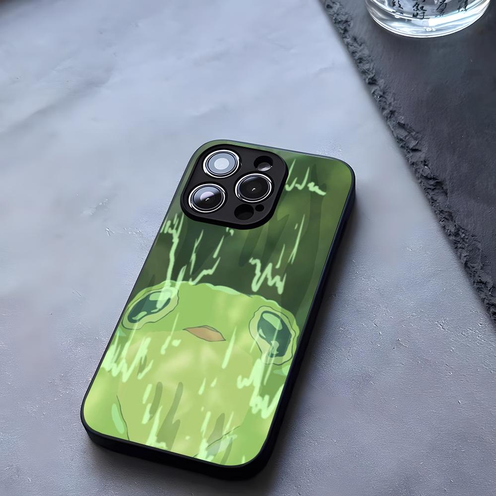 Cartoon Cute Frog Phone Case Tempered Glass For IPhone 17 13 14 16 12 15 11 Pro Max Plus Mini X XR SE2020 Coque