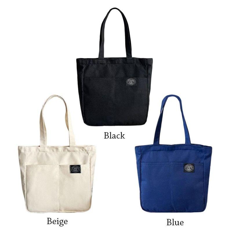 Women Canvas Tote Bag Solid Color Designer Ladies Casual Handbag Shoulder Bag Large Capacity Cotton Reusable Shopping Beach Bag