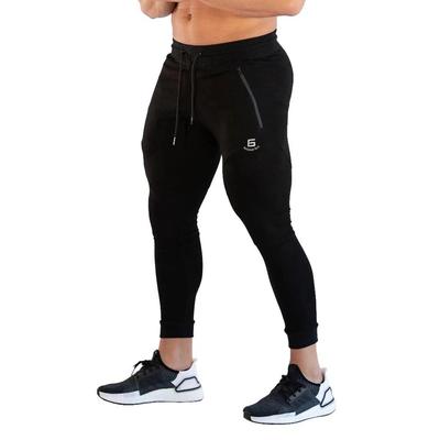[KULIXI] Men's Jogger Pants, Training Pants, Gym, Fitness, Slim Fit, Zippered Sweatpants, CK-1016 BS Black, Size L