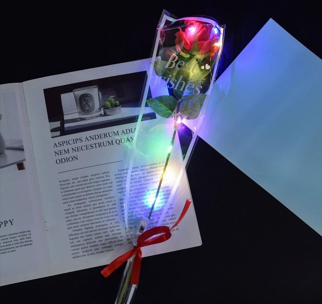 Led Glowing Artificial Silk Flowers Light up Rose Bouquet Valentines Mother's Day Gift for Home Wedding Centerpieces Party Decor