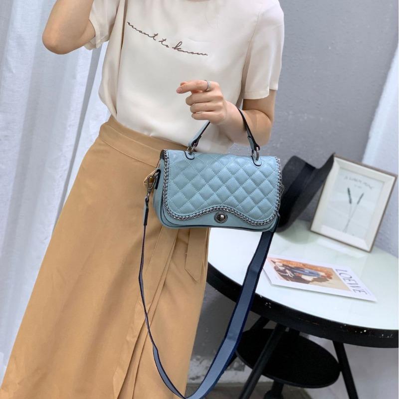 Genuine Leather Women's Handbag Diamond Check Small Square Handbag Niche Premium Sense Light Luxury Layer Cowhide Hand Bill Shoulder Crossbody Bag