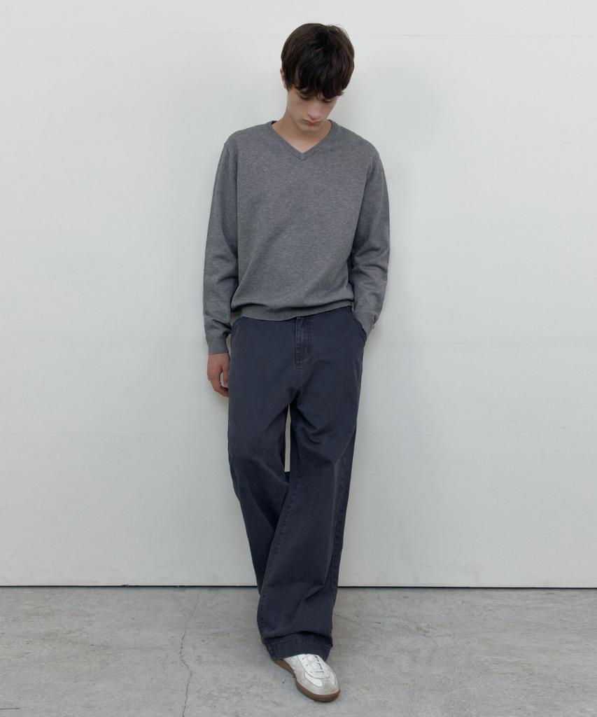 WEDNESDAY OASIS Washable Soft V-Neck Knit_Gray(Wcb6Kn104)