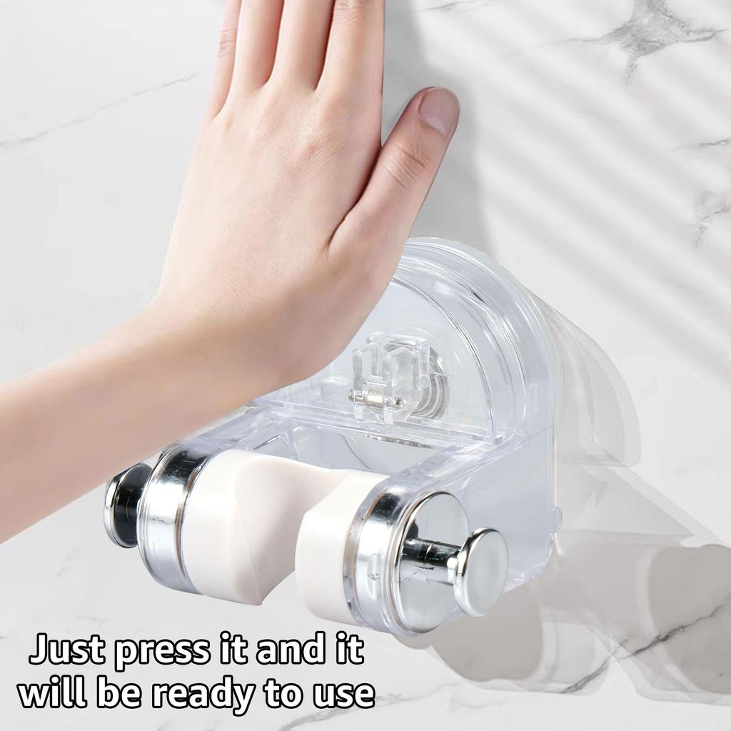 3 Stück 360° Verstellbare Duschkopfhalterung Saugfuß mit 2 Haken Badregal Wandmontage Nicht Perforiert Integriert