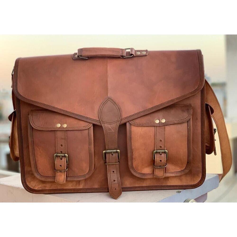 Мужской портфель для ноутбука из козьей кожи — фото 4