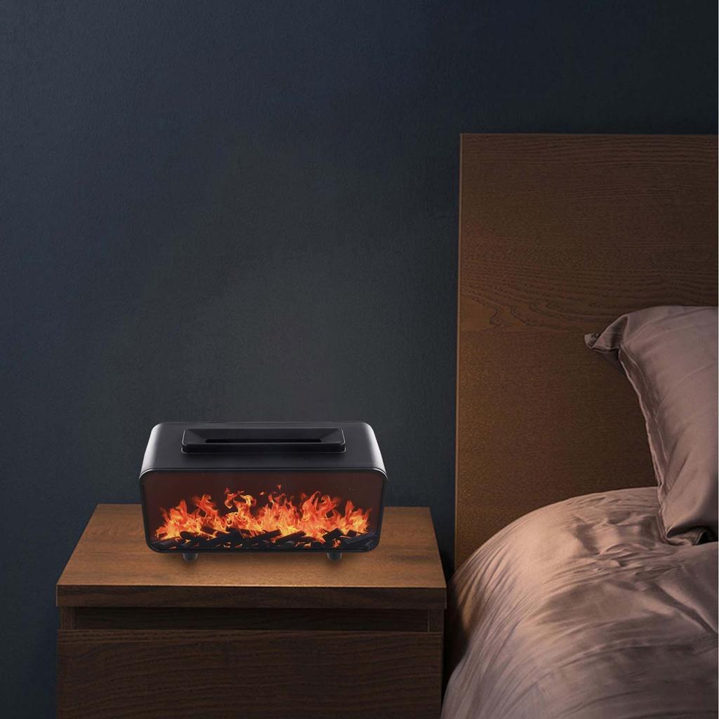 Fireplace Flame Essential Oil Diffuser with Humidifier Color Changing LED Lights Safe Automatic Shutoff for Home