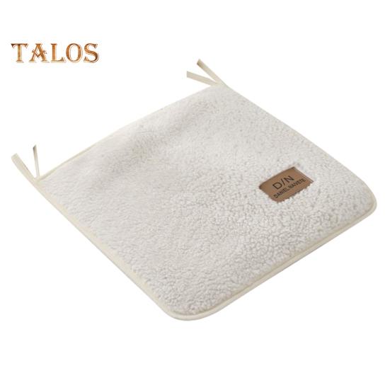 

Зимняя подушка для стула, теплая, шерпа, противоскользящая, с фиксирующими ремнями, квадратная, офисная, школьная, автомобильная, защитная накладка на сиденье, обеденный стул 45cm бежевый