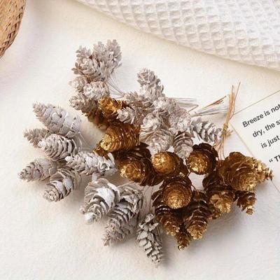 12Pcs/Lot 12cm Wedding Handmade Flowers Bundle Artificial Plants Fake Pine Cone Decorative Flowers Wreaths Christmas Home Decor