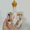 Artistic Glass Whiskeys Decanter with Gold Hebrew Letter Liquor Bottle with Hanukkah Themed Accent Centerpiece