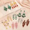 Floral Green Crystal Drop Earrings For Wedding And Party Wear