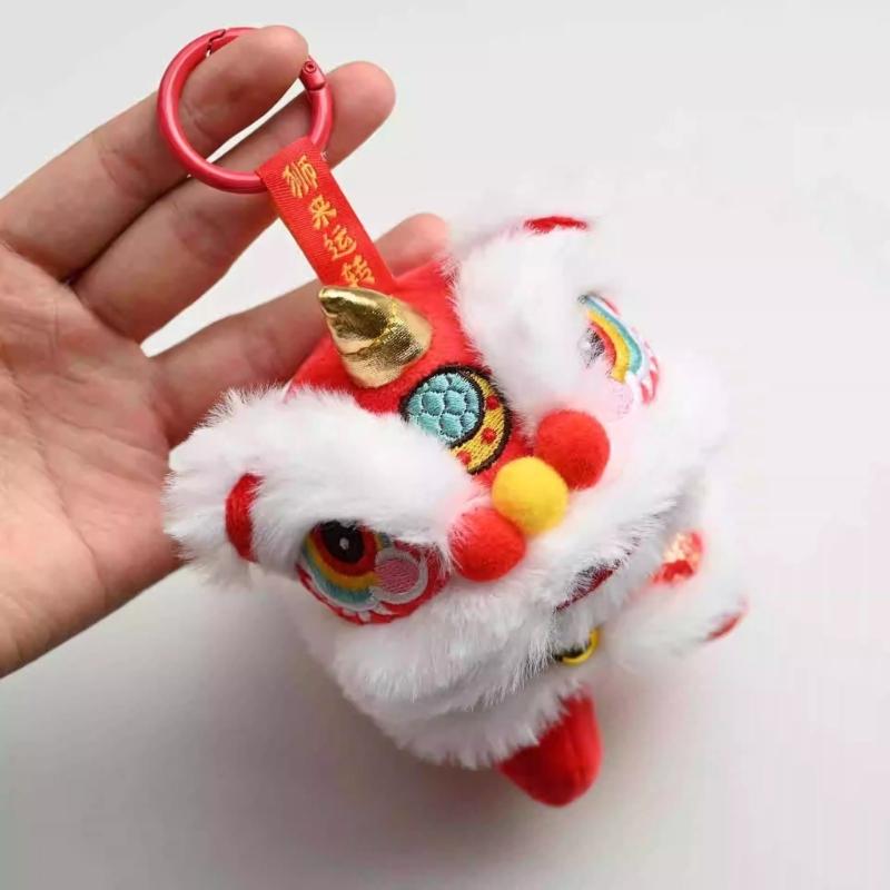 2026 New Year Lions Doll with Bells Backpack Charm Hanging Design Lions Pendant Chinese Spring Festival Ornament for Kid