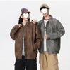 2025 Spring American Retro PU Leather Suede Men's Motorcycle Jacket - Casual Windbreaker