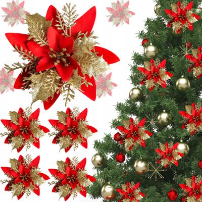 Large DIY Sparkling Artificial Christmas Flowers Fake Flowers Christmas Tree Decorations Home New Year Decor
