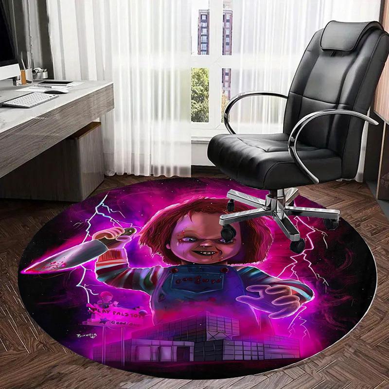 1pc Chucky, Horror Round Carpet, Made of Polyester,Perfect for Decorating Office Chairs, Living Rooms,fplt309