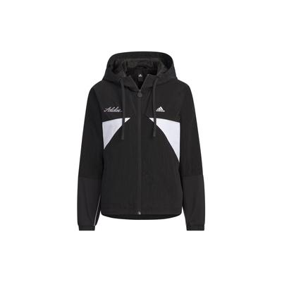 Women's Woven Windbreaker Hooded Jacket Black IP0753