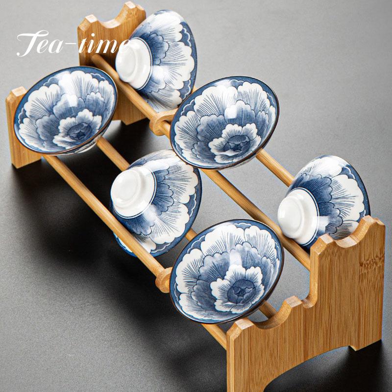 85ml Retro Blue and White Porcelain Cone Teacup Anti Scaling Hand-Painted Ceramic Tea Bowl Travel Meditation Cup Chinese Tea