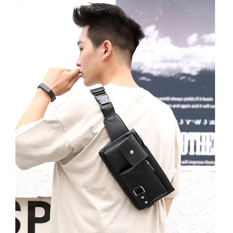 Brand Unisex Single-Shoulder Multi-Function Large-Capacity Waist Bag Men'S Chest Bag Casual Messenger Bag Wallet