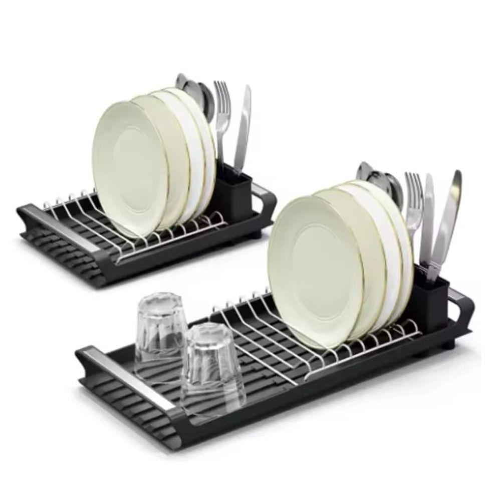 Large Capacity Draining Tray Space Saving Dish Drainer Sturdy Utensil Storage Holder  for Kitchen