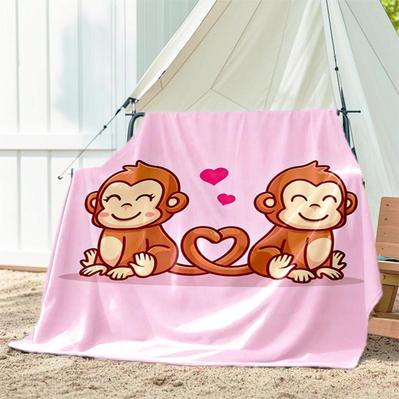 1pc Animals: Rabbit, Cat, Pattern Blanket, All Season Lightweight Home Office Outdoor Nap Multifunctional Blanket