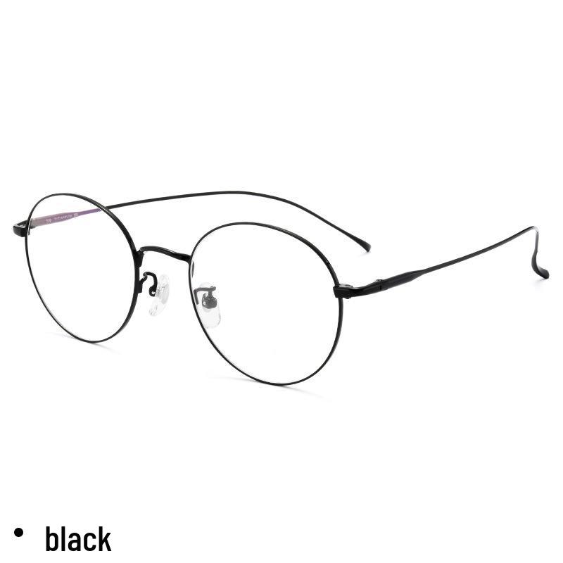 Ultralight Pure Titanium Rim Eyeglasses for Women - Xiaohongshu Style, Anti-Blue Light, Retro, Myopia Compatible (Model 1640)