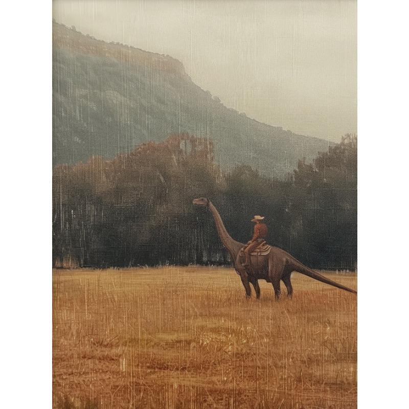 Vintage Dinosaur Cowboy Poster Western Jurassic Dinosaurs Canvas Painting Funny Wall Art for Living Room Home Decor Gift Mural