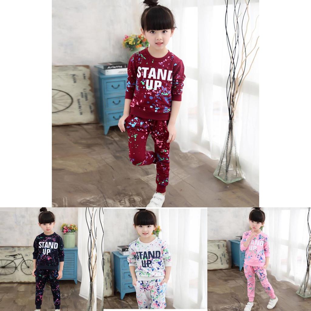 Bequemes Baumwoll-Kleinkind Kinder Baby Mädchen T-Shirt Tops Kleid und lange Hosen Set