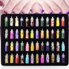 48 Flaschen DIY 3D Kristall Nail Art Pulver Pailletten Glitter Maniküre Tipps Set Schönheit zufälligen Stil