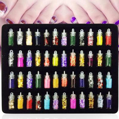 48 Flacons DIY Poudre Paillettes Glitter pour Nail Art Cristal 3D Manucure Tips Set Beauté Style Aléatoire