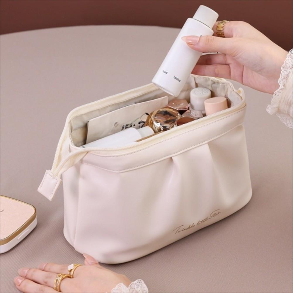 Wide-open Women Cosmetic Bag Handheld Toiletry Storage Bag Ins Makeup Organizer  Travel