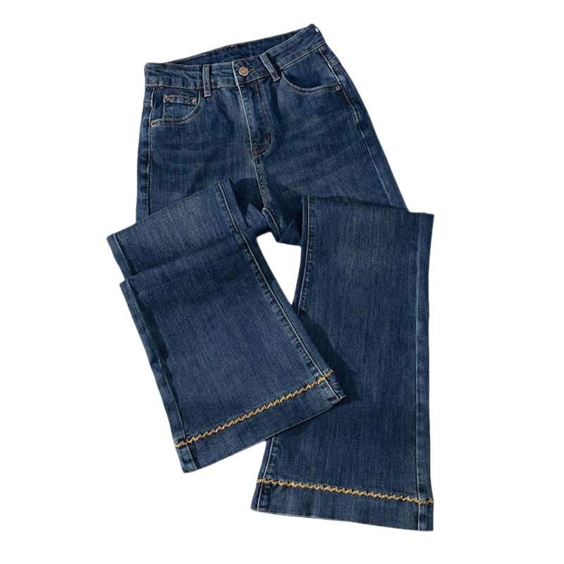 Women's High-Waisted Slimming Flared Jeans, Plus Size, Versatile, 2026 Autumn/Winter Collection, Nine-Tenths Length, Straight Leg.