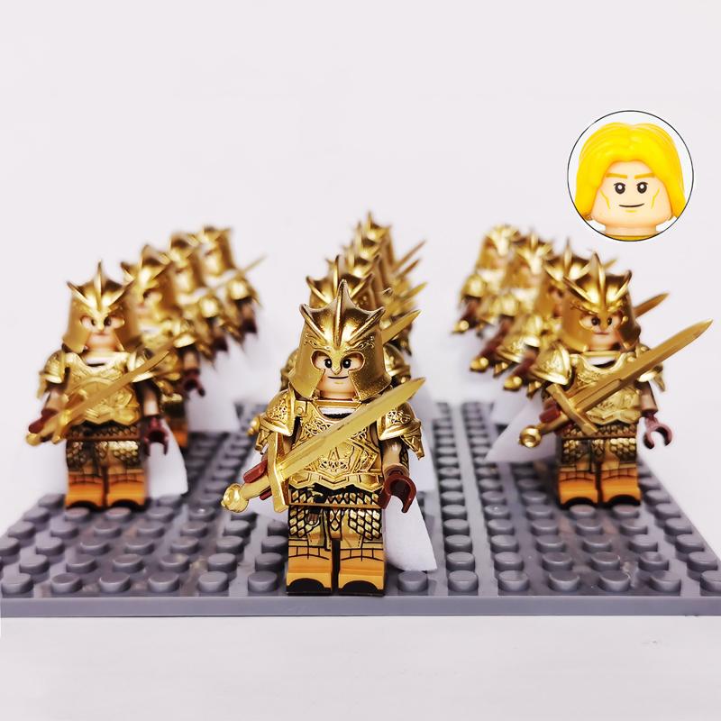 13 Pcs Demon World Noldor Elf Soldier Minifigures, Building Blocks Army Set with Spear Crossbow Axe, Educational Bricks Kid Toys