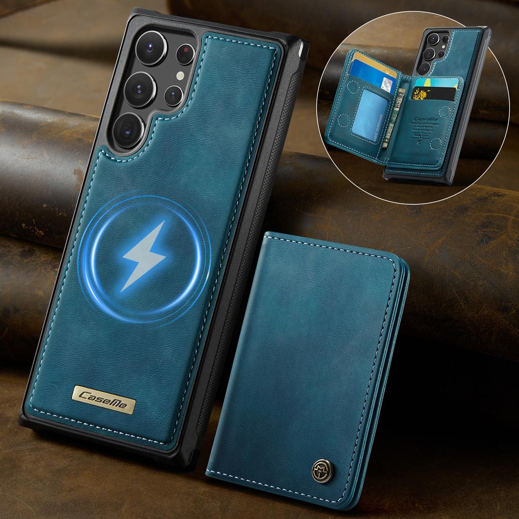 For Samsung Galaxy S22 Ultra 5G Magnetic Case CASEME ME80 Series Leather PC TPU Phone Cover with Detachable Wallet