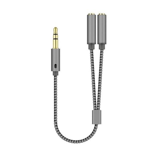 3.5mm 1 Male to 2 Female Ports Headphone Microphone Audio Cable Adapter Splitter
