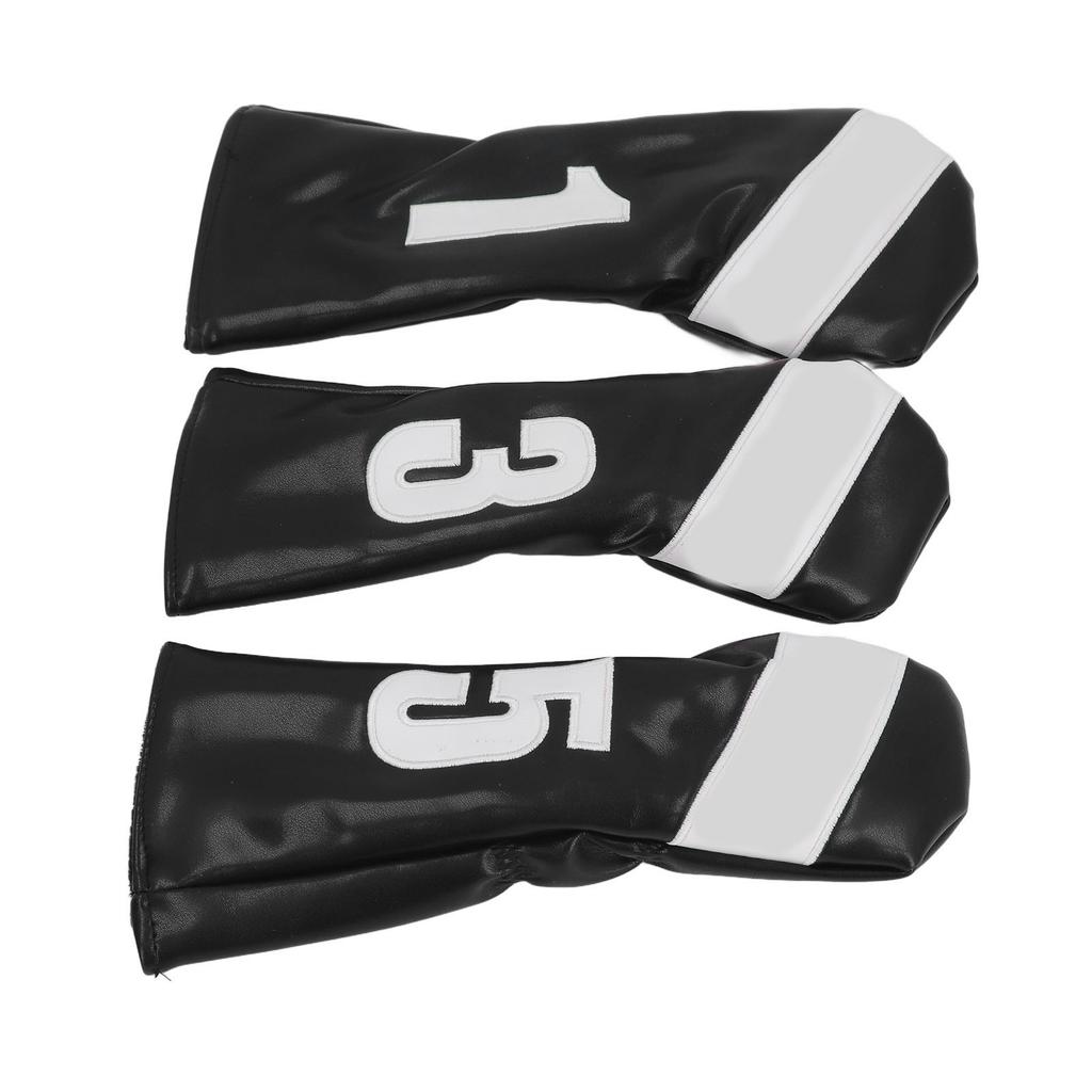 3PCS Head Cover PU Leather Waterproof Protective Headcovers Set with Plush Lining for Woods